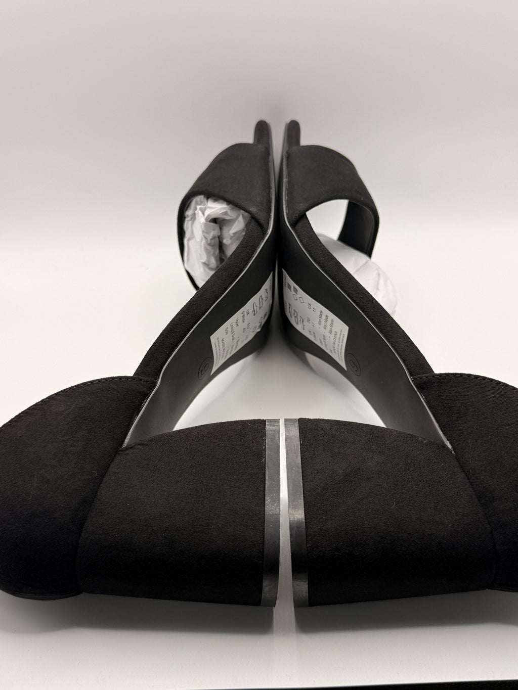 Black Block Heel Sandals with Suede Effect Strap and Ankle Loop