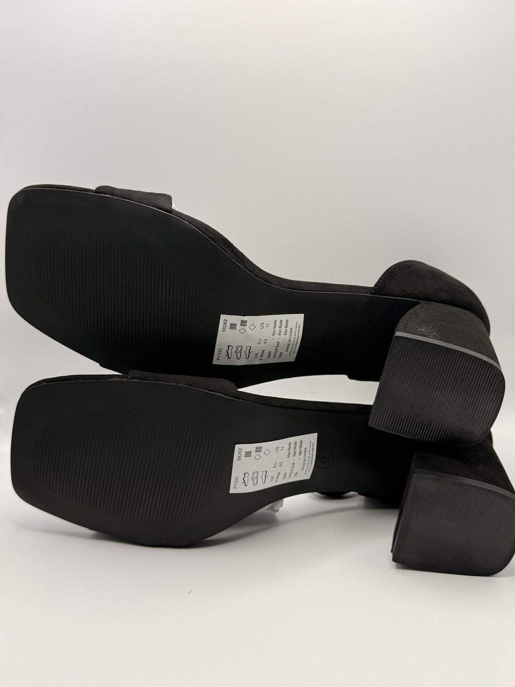 Black Block Heel Sandals with Suede Effect Strap and Ankle Loop