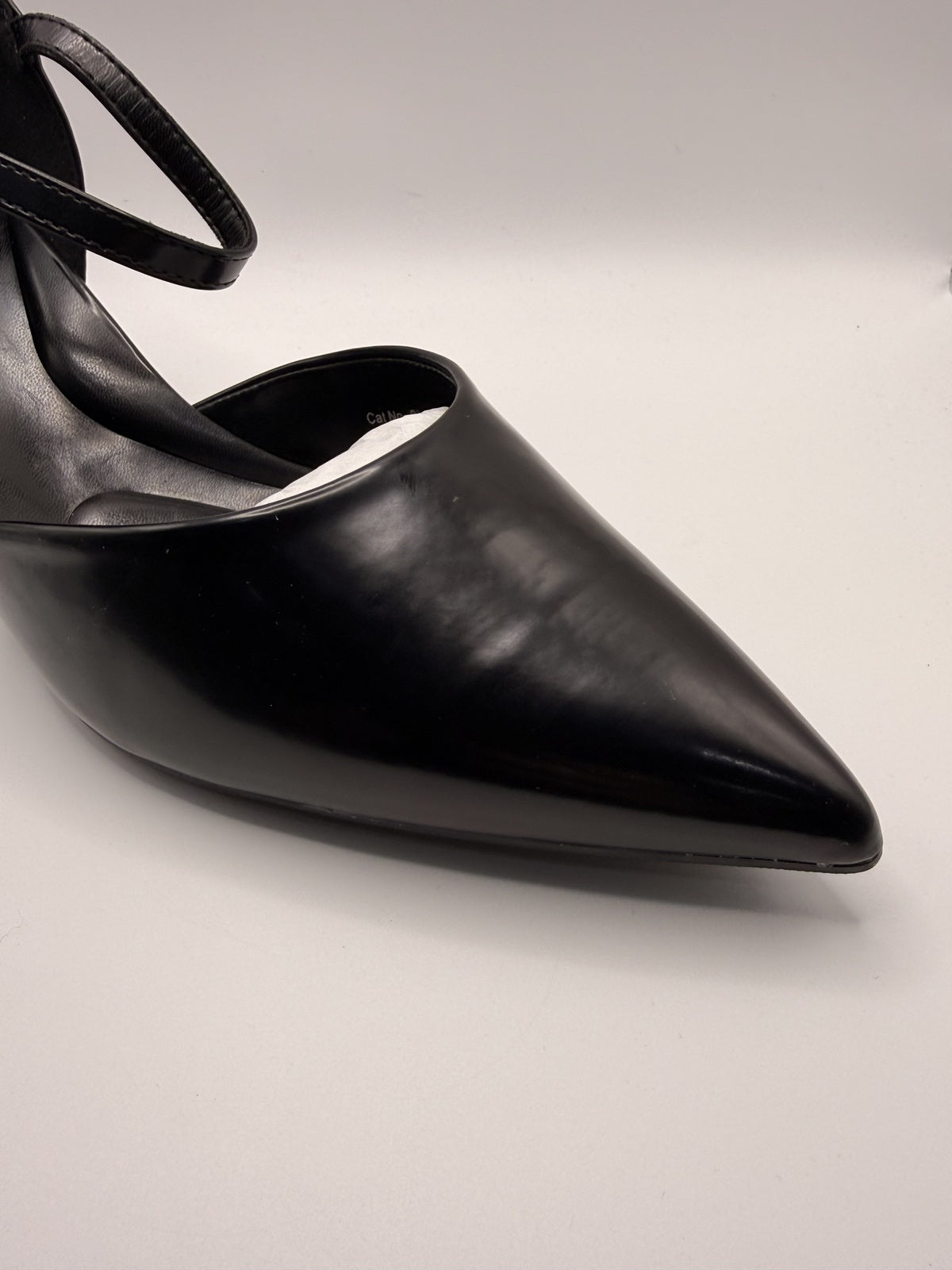 Elegant Black Pointed Toe Kitten Heel Shoes with Ankle Strap