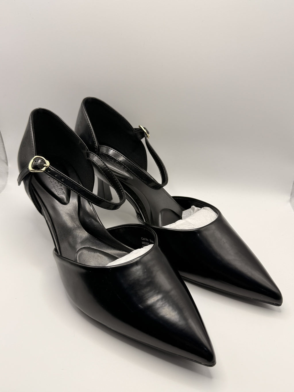 Elegant Black Pointed Toe Kitten Heel Shoes with Ankle Strap