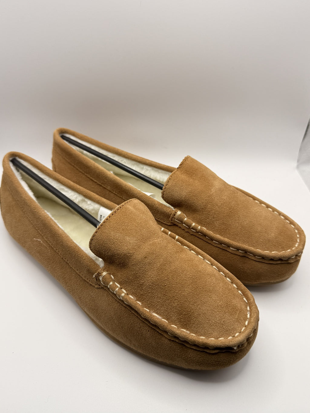 Classic Tan Suede Effect Moccasin Slippers with Soft Lining UK 7 EU 41 US 9