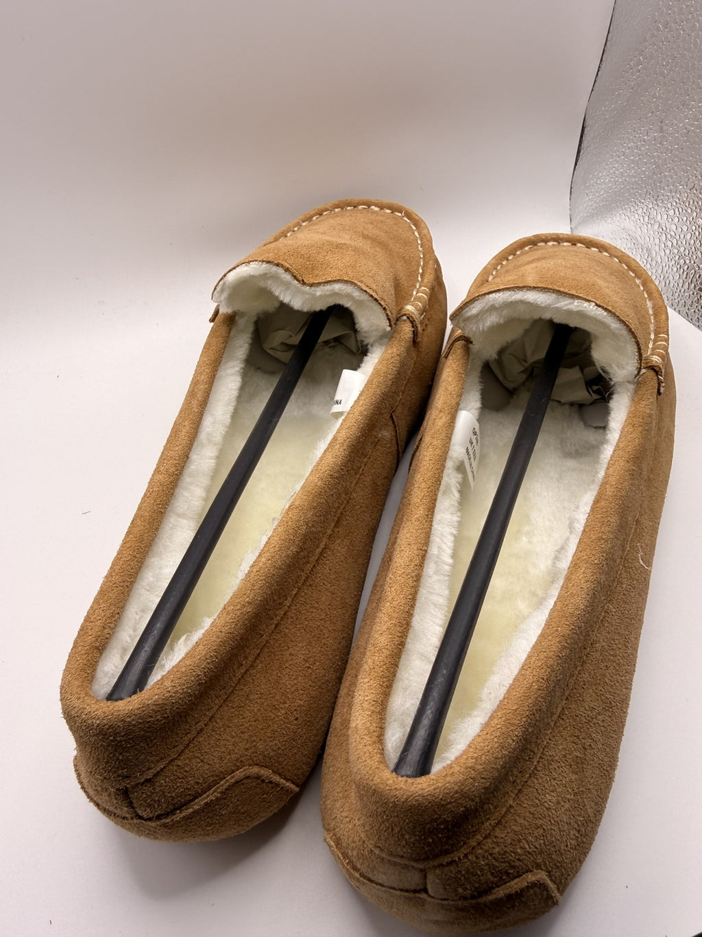 Classic Tan Suede Effect Moccasin Slippers with Soft Lining UK 7 EU 41 US 9