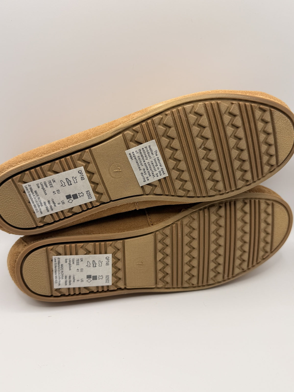 Classic Tan Suede Effect Moccasin Slippers with Soft Lining UK 7 EU 41 US 9