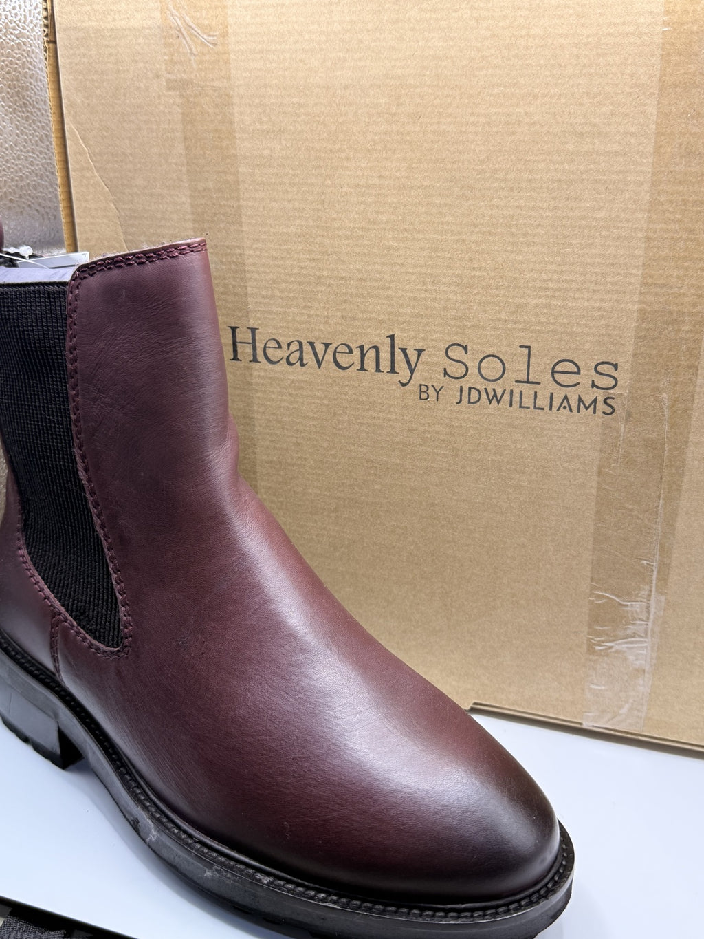 Women's Burgundy Chelsea Style Ankle Boots with Black Elastic Side Panels