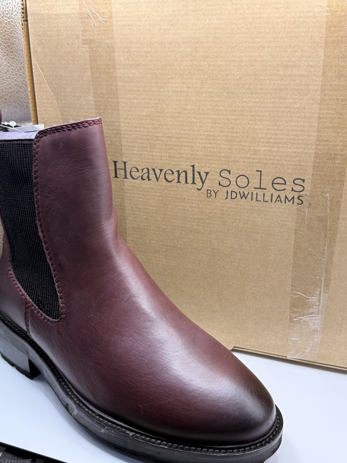 Women's Burgundy Chelsea Style Ankle Boots with Black Elastic Side Panels