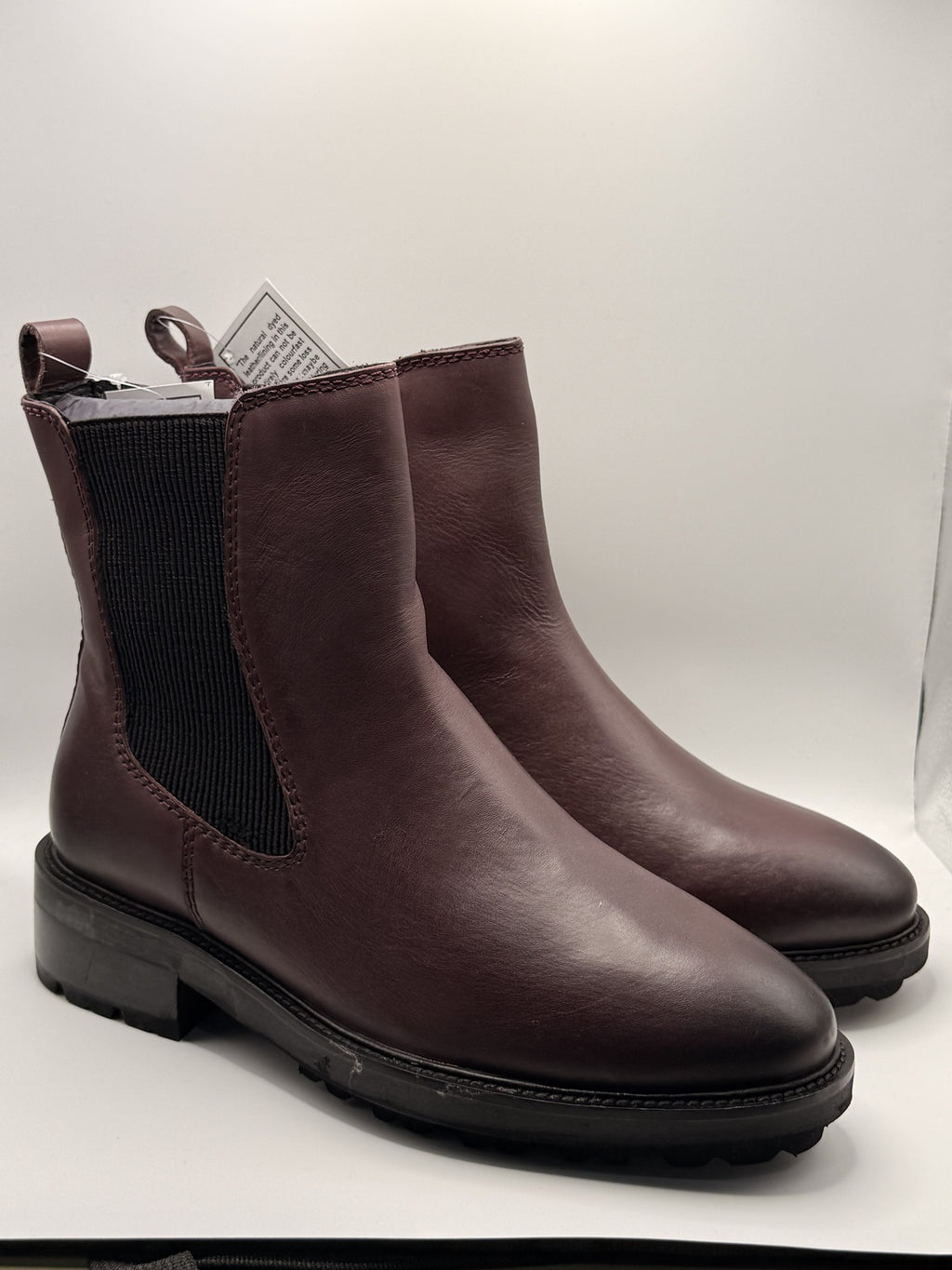Women's Burgundy Chelsea Style Ankle Boots with Black Elastic Side Panels