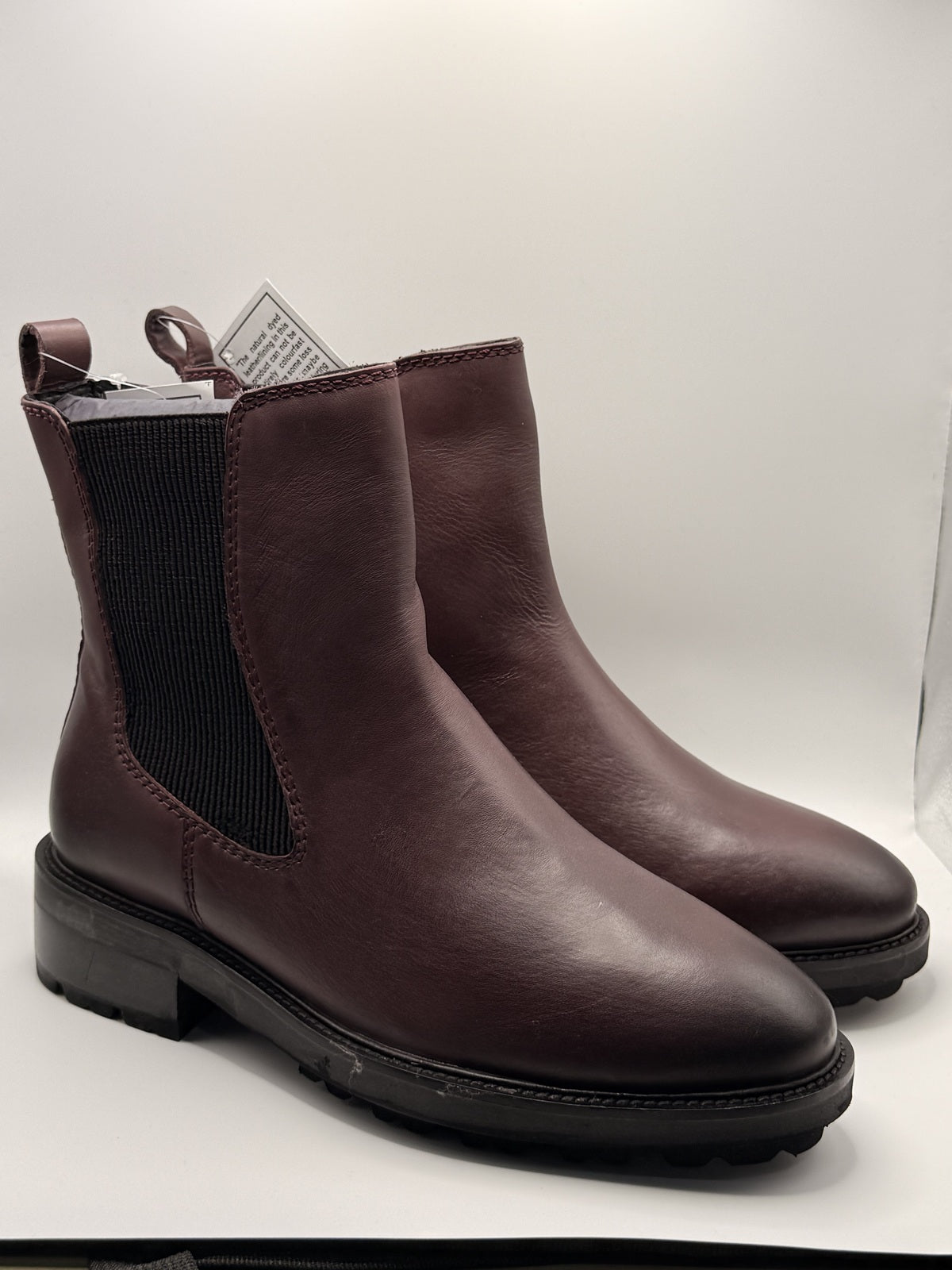 Women's Burgundy Chelsea Style Ankle Boots with Black Elastic Side Panels