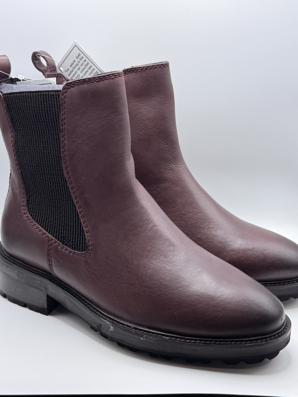Women's Burgundy Chelsea Style Ankle Boots with Black Elastic Side Panels
