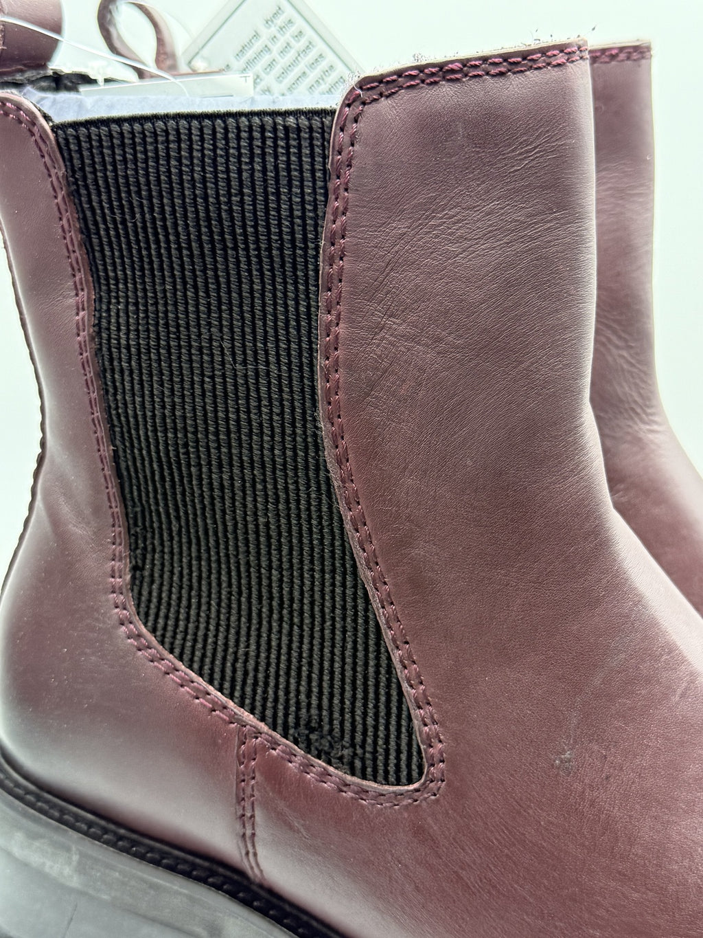 Women's Burgundy Chelsea Style Ankle Boots with Black Elastic Side Panels