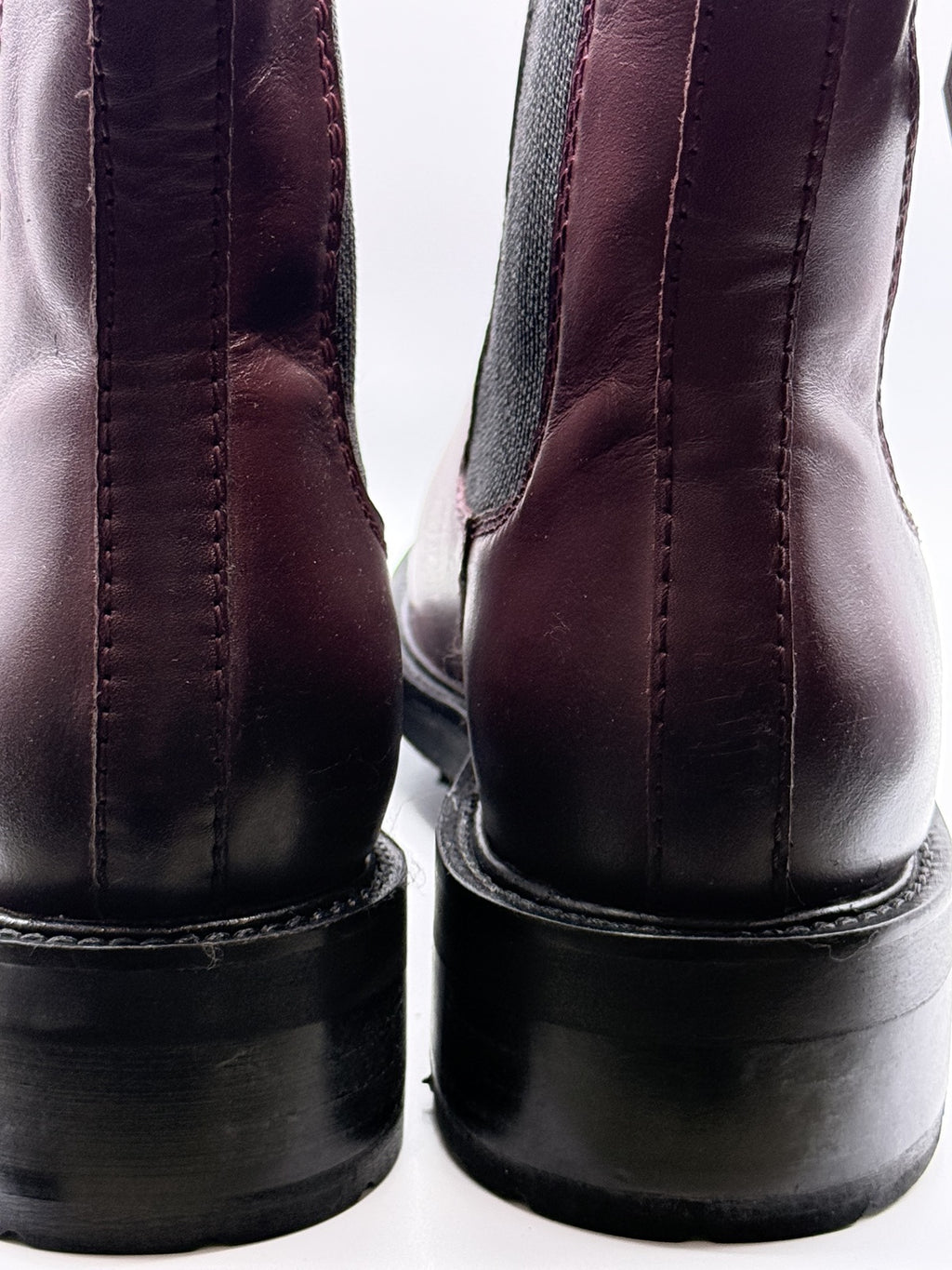 Women's Burgundy Chelsea Style Ankle Boots with Black Elastic Side Panels