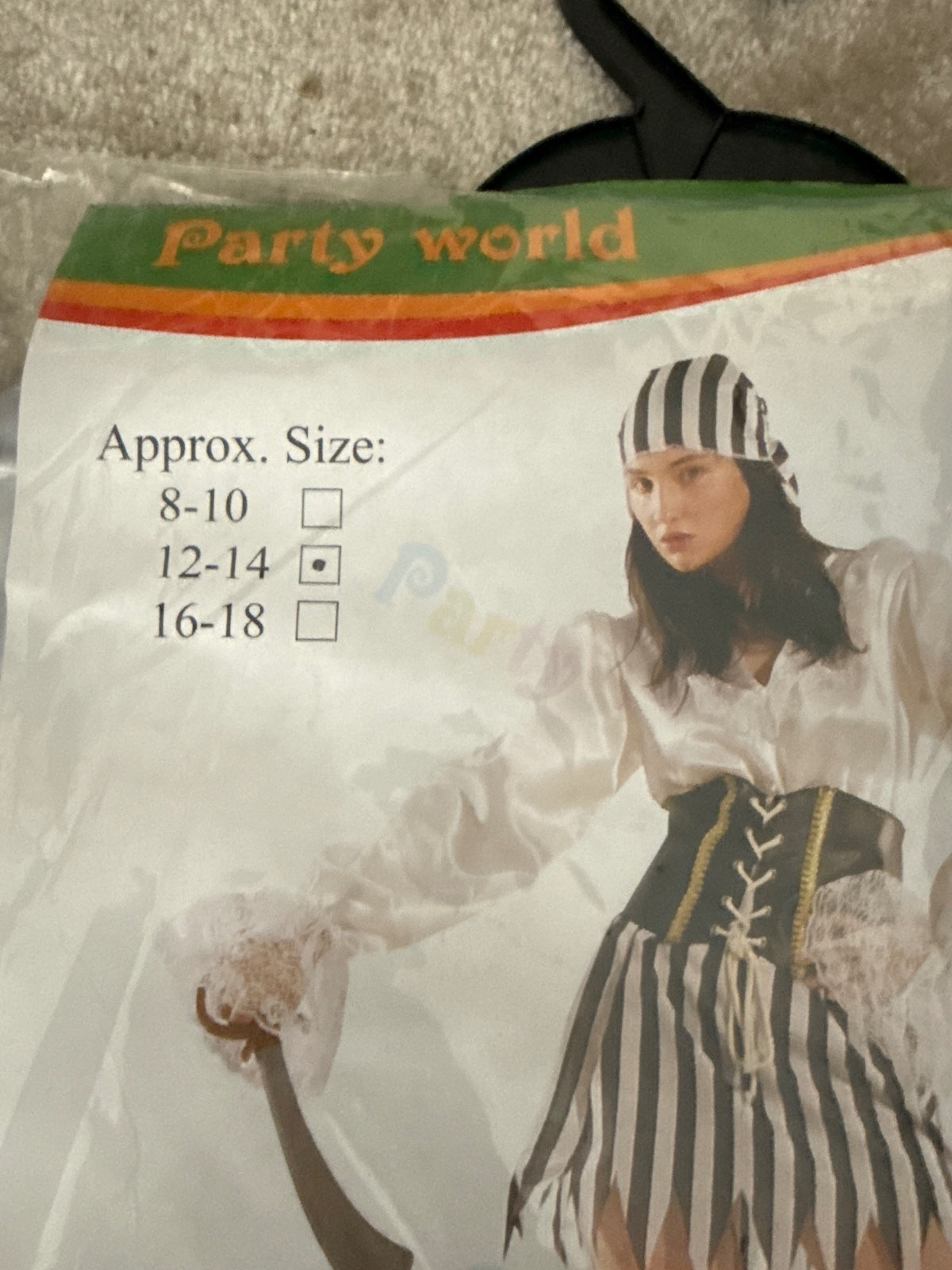 Sexy Pirate Costume with Bandana, Belt, Shirt and Skirt - Size 12-14