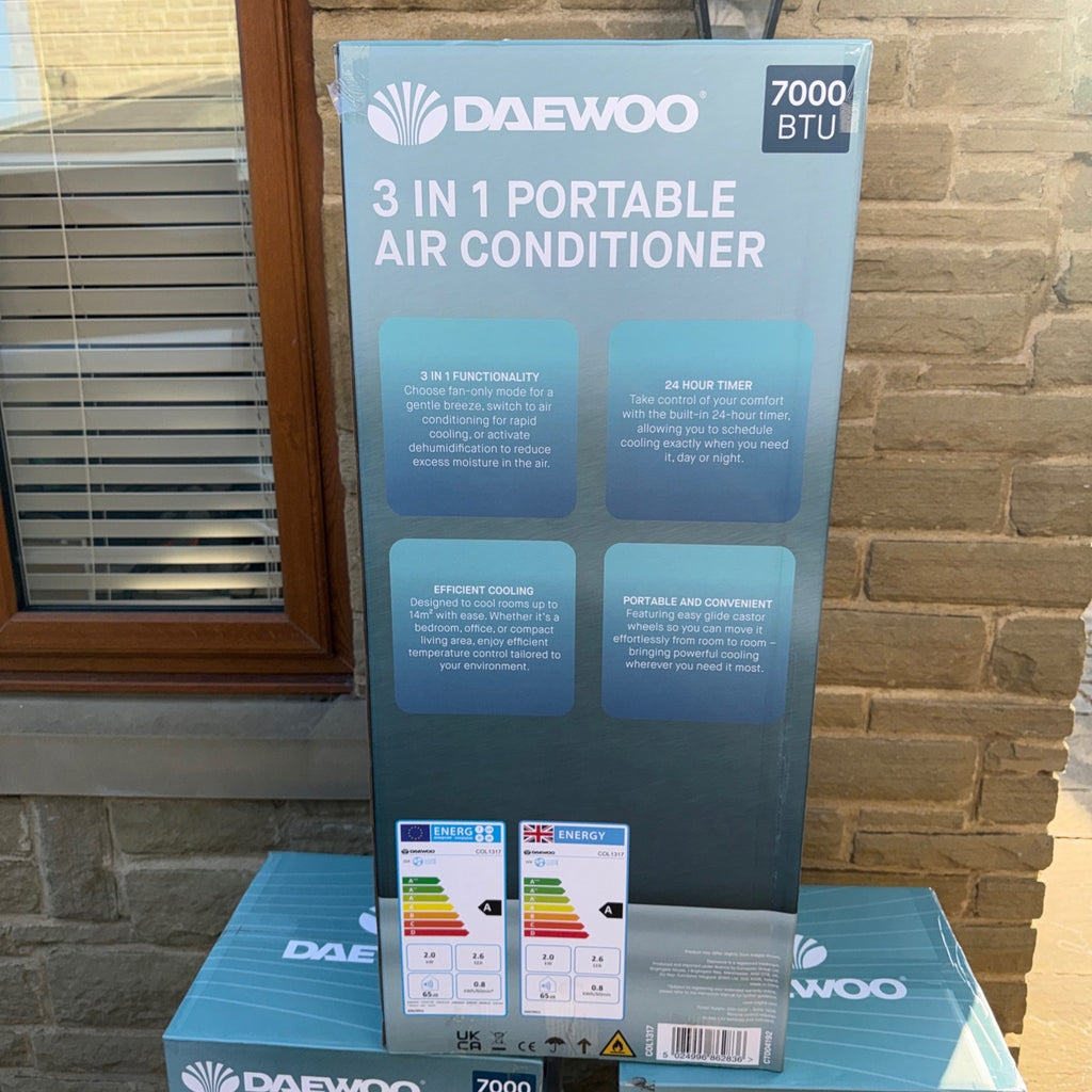 Daewoo 3 in 1 7000 BTU Portable Air Conditioner with Remote Control