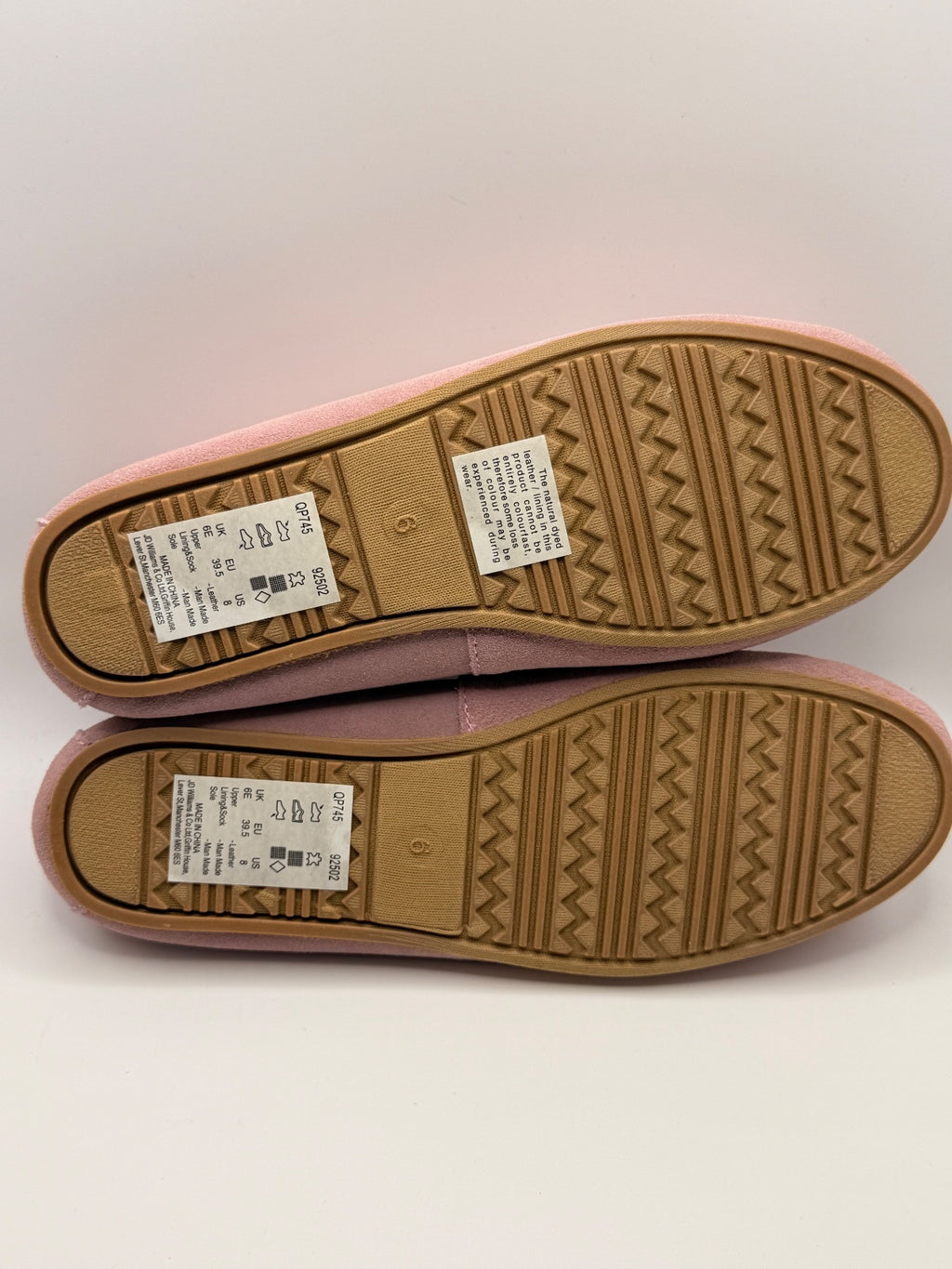 Pink Leather Upper Suede Effect Slip-On Moccasin Style Slippers UK Size 6