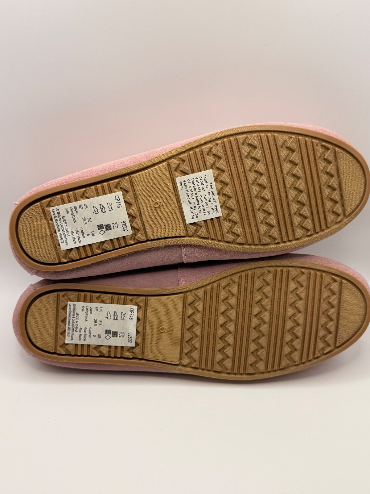 Pink Leather Upper Suede Effect Slip-On Moccasin Style Slippers UK Size 6