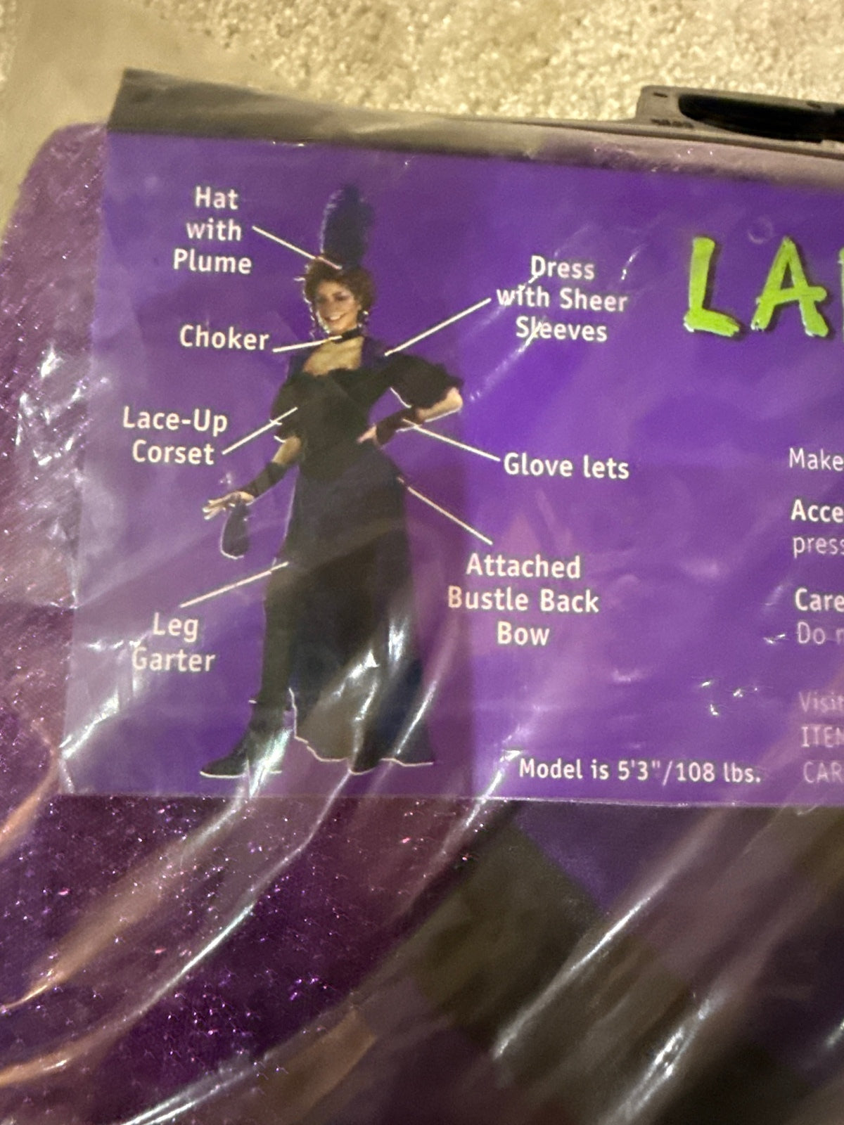 Lady Maverick Adult Costume Small/Medium 8-Piece Set Purple Black