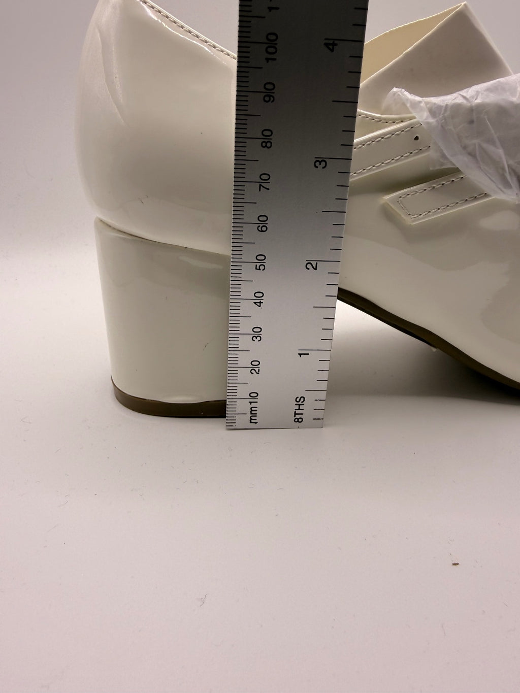 Elegant White Patent Style Mary Jane Block Heel Shoes UK 6 EU 37