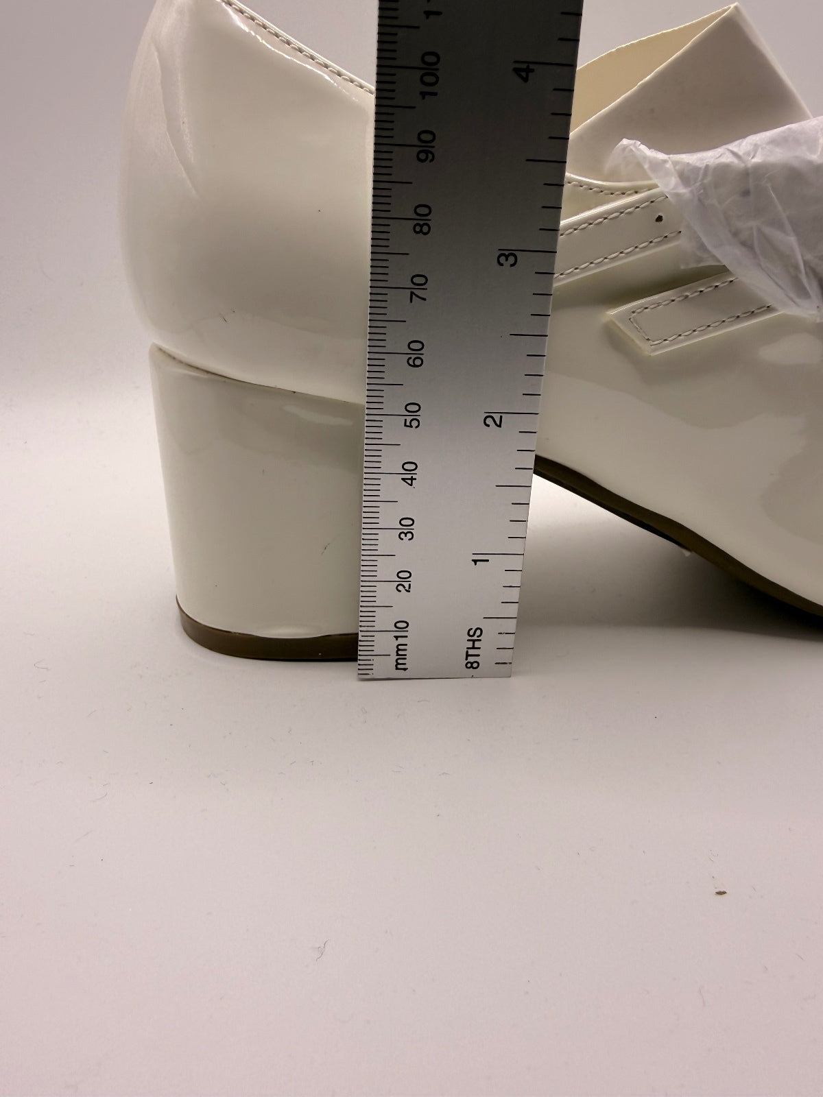 Elegant White Patent Style Mary Jane Block Heel Shoes UK 6 EU 37
