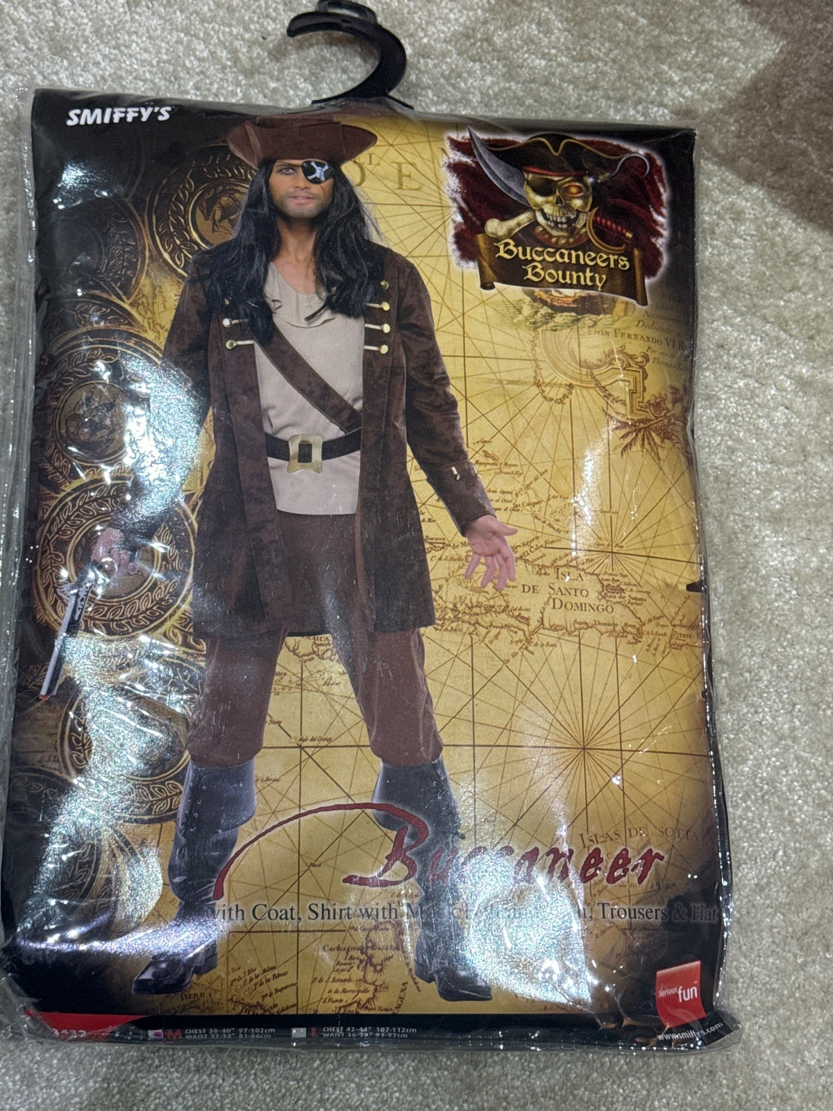 Buccaneer Pirate Costume with Coat, Shirt, Belt, Sash, Trousers and Boots