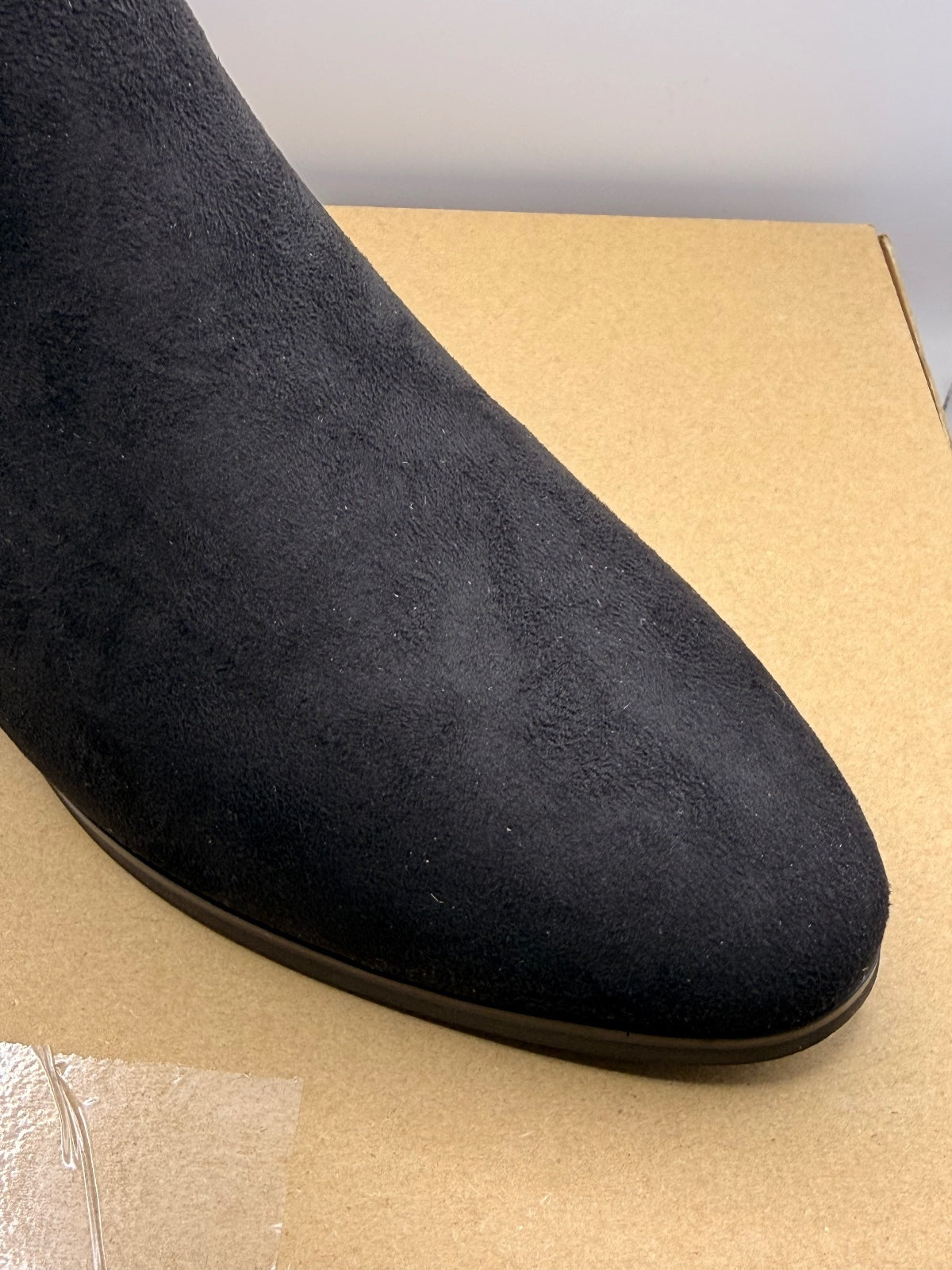 Black Suede Effect Ankle Boots with Low Heel