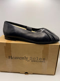 Black Genuine Leather Flat Shoes with Elastic Strap
