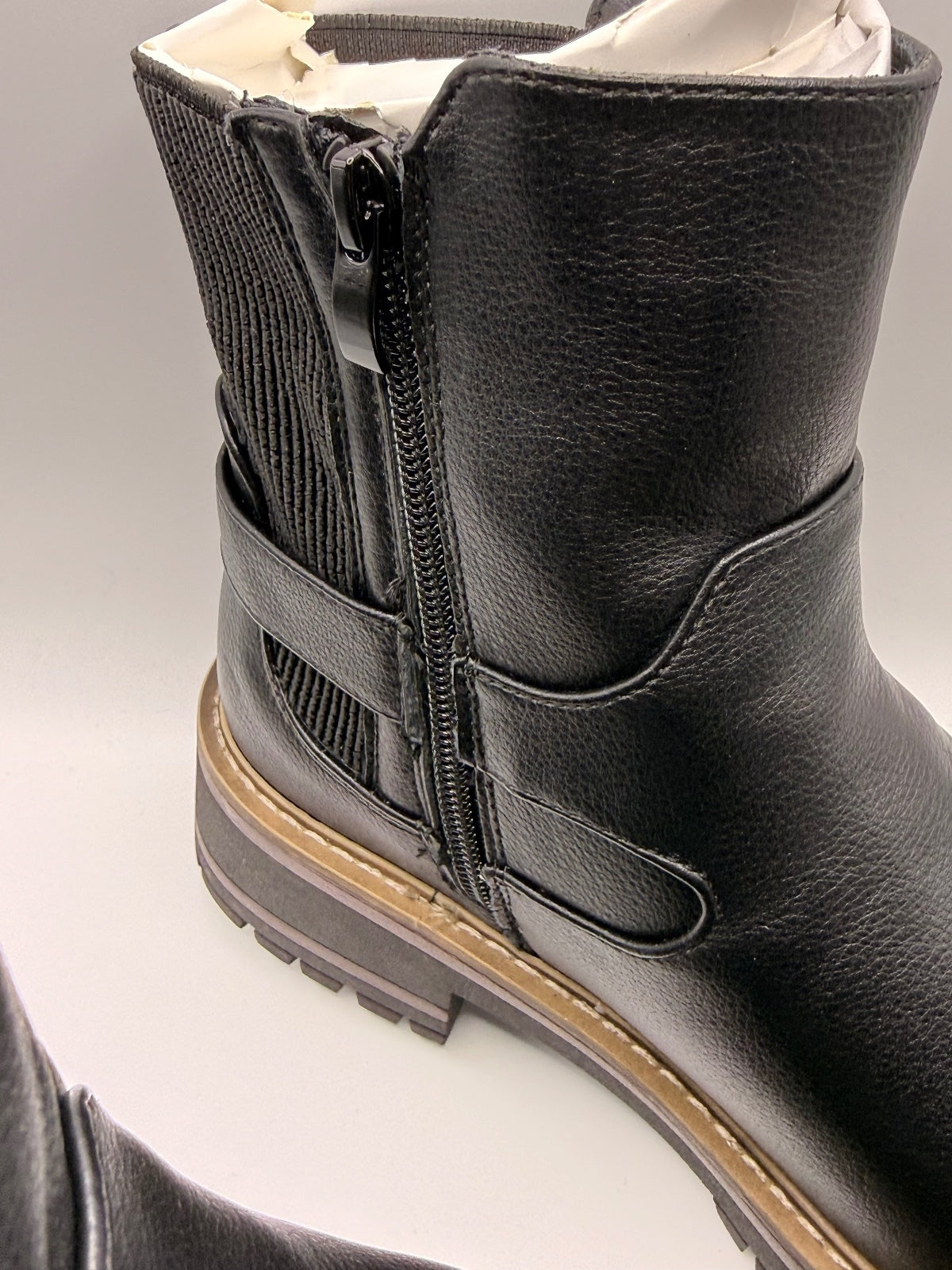 Black Ankle Boots with Chunky Sole and Side Zip