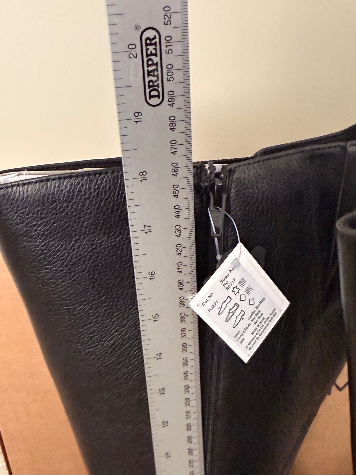 Black Genuine Leather Knee High Boots with Wedge Sole