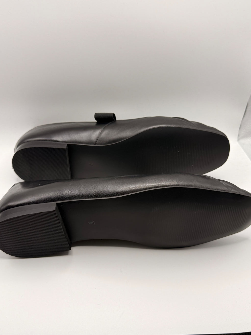 Black Genuine Leather Flat Shoes with Elastic Strap