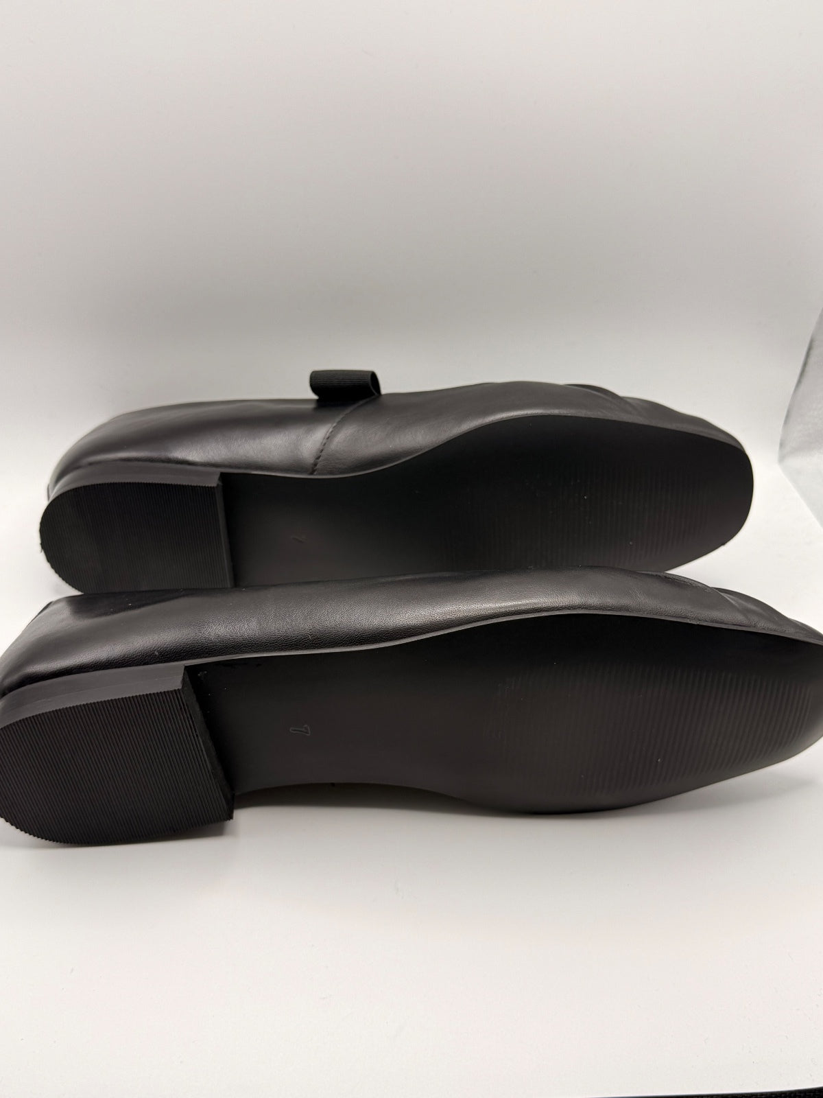 Black Genuine Leather Flat Shoes with Elastic Strap