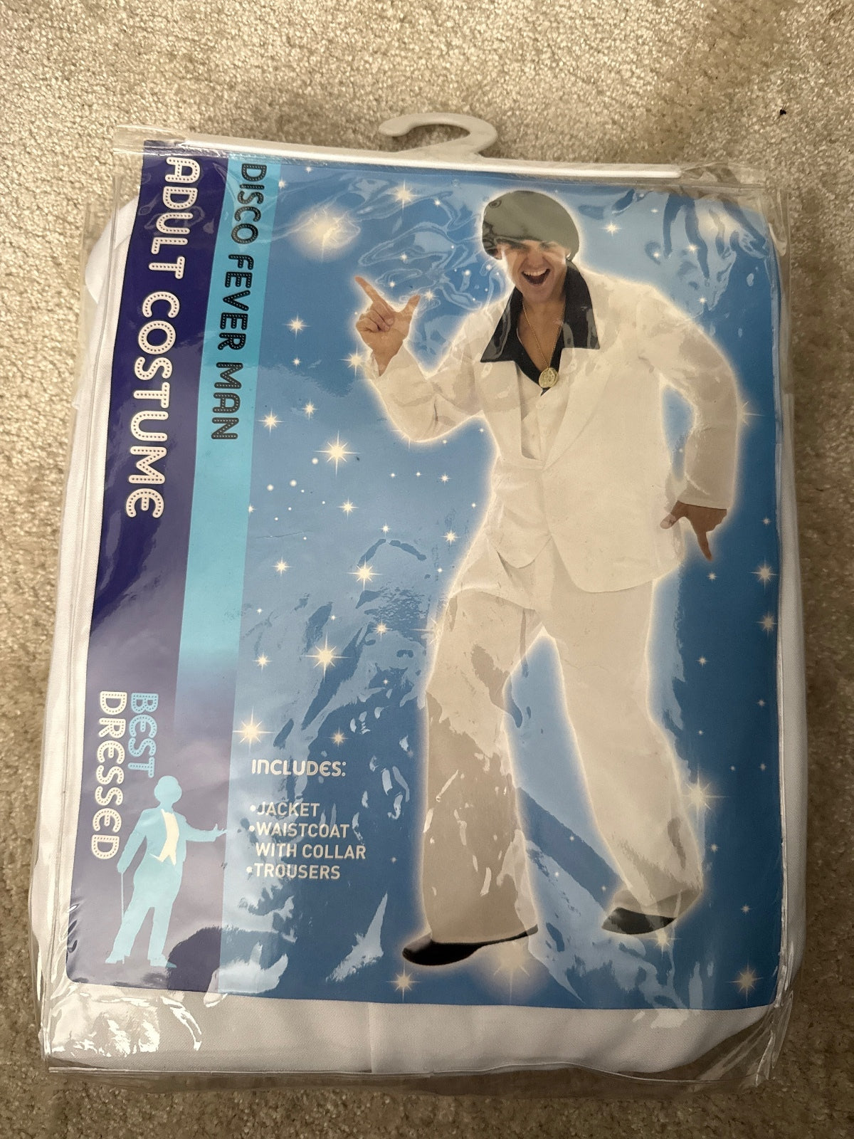 Disco Fever Man Adult Costume - White Jacket, Waistcoat, and Trousers