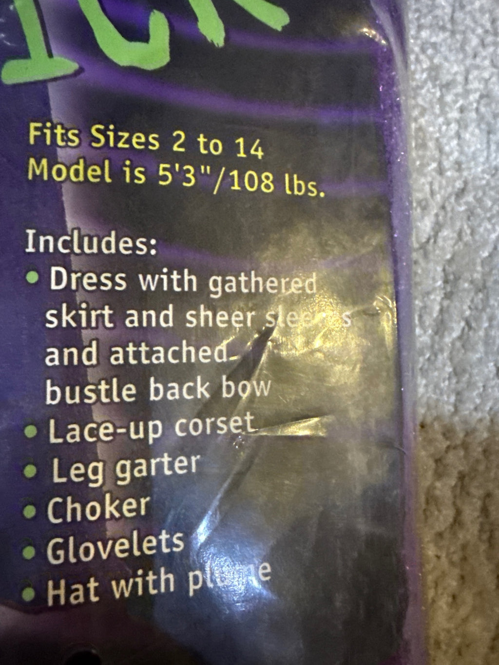 Lady Maverick Adult Costume Small/Medium 8-Piece Set Purple Black