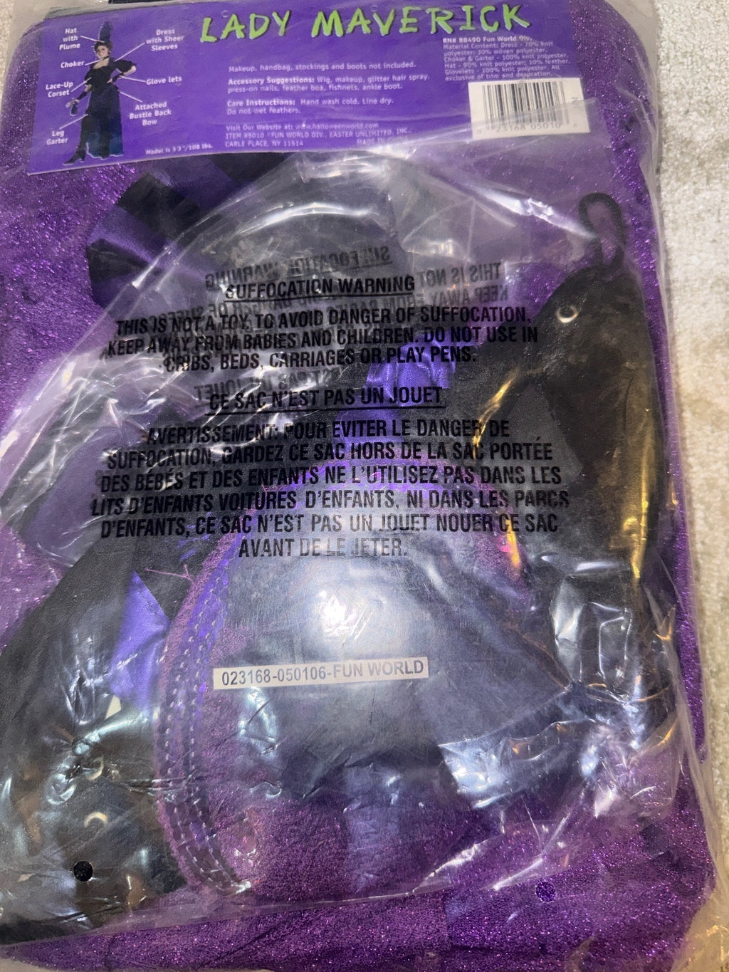 Lady Maverick Adult Costume Small/Medium 8-Piece Set Purple Black