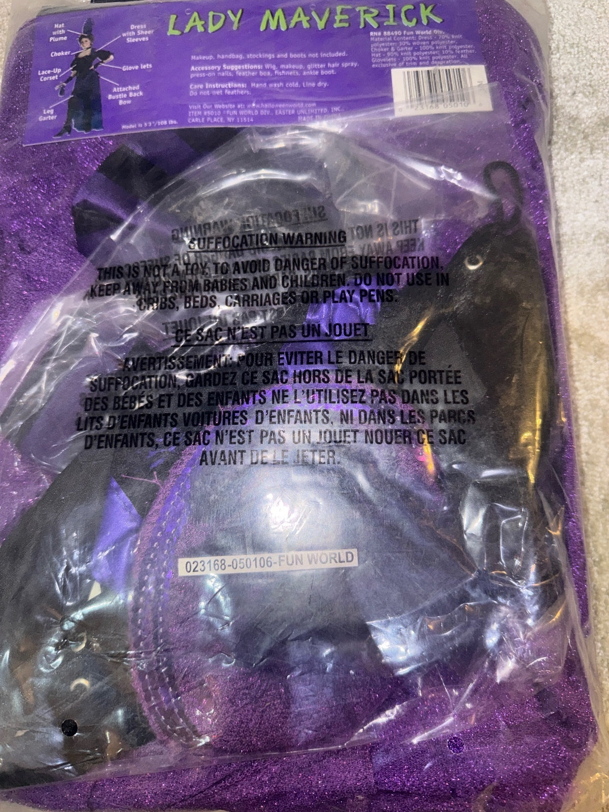 Lady Maverick Adult Costume Small/Medium 8-Piece Set Purple Black
