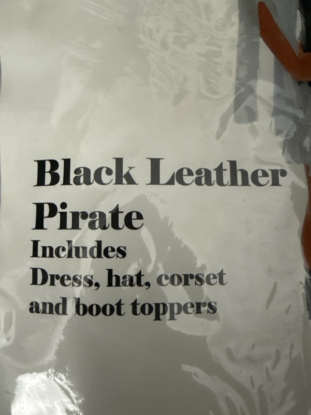 Black Leather Style Pirate Costume Dress with Hat, Corset and Boot Toppers Size