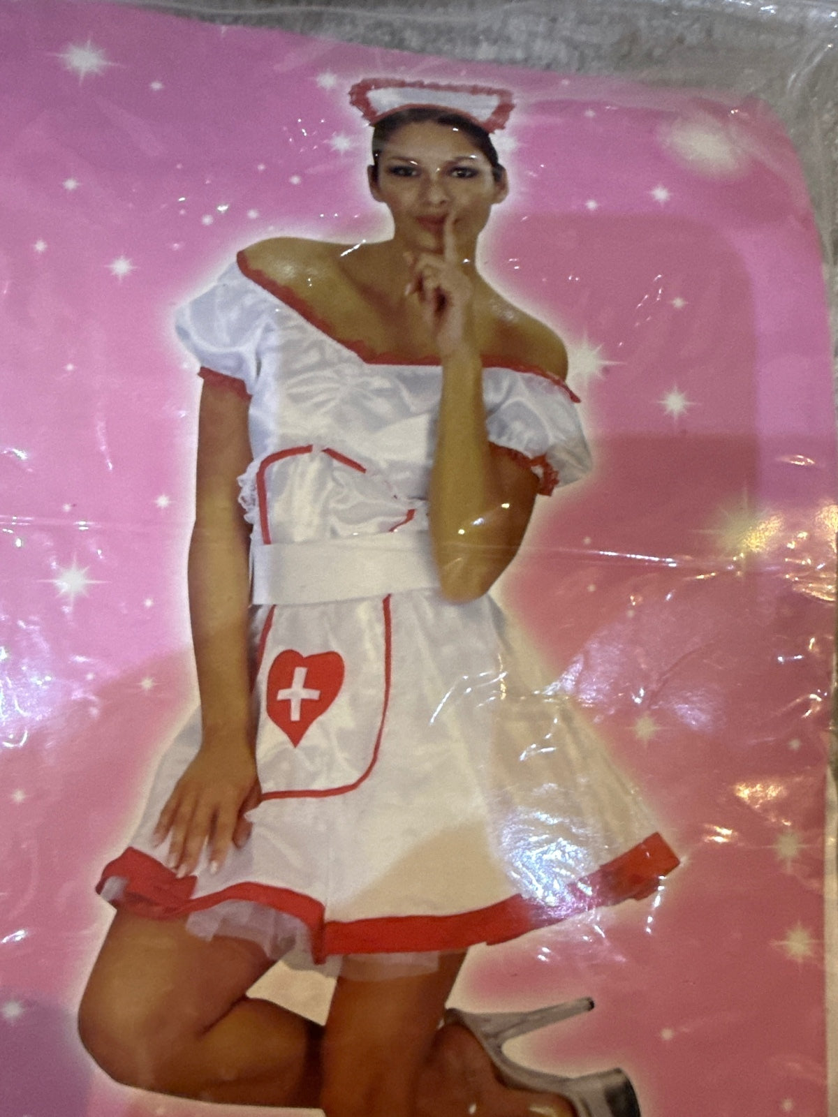 Adult Nurse Costume with Dress, Headpiece, Belt, and Petticoat