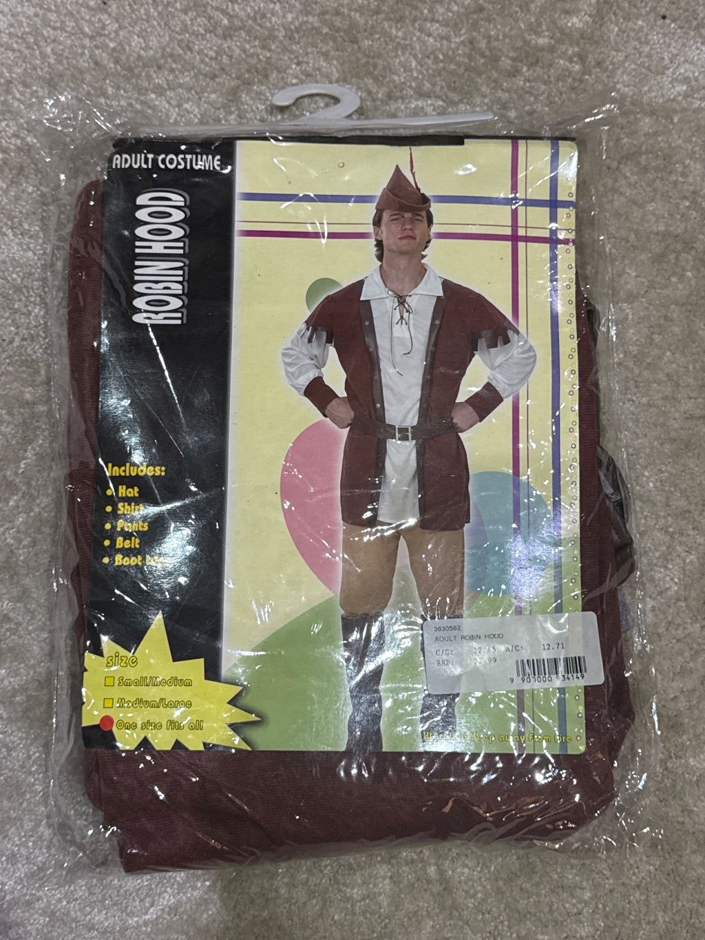 Adult Robin Hood Costume with Hat, Shirt, Pants, Belt, and Boots