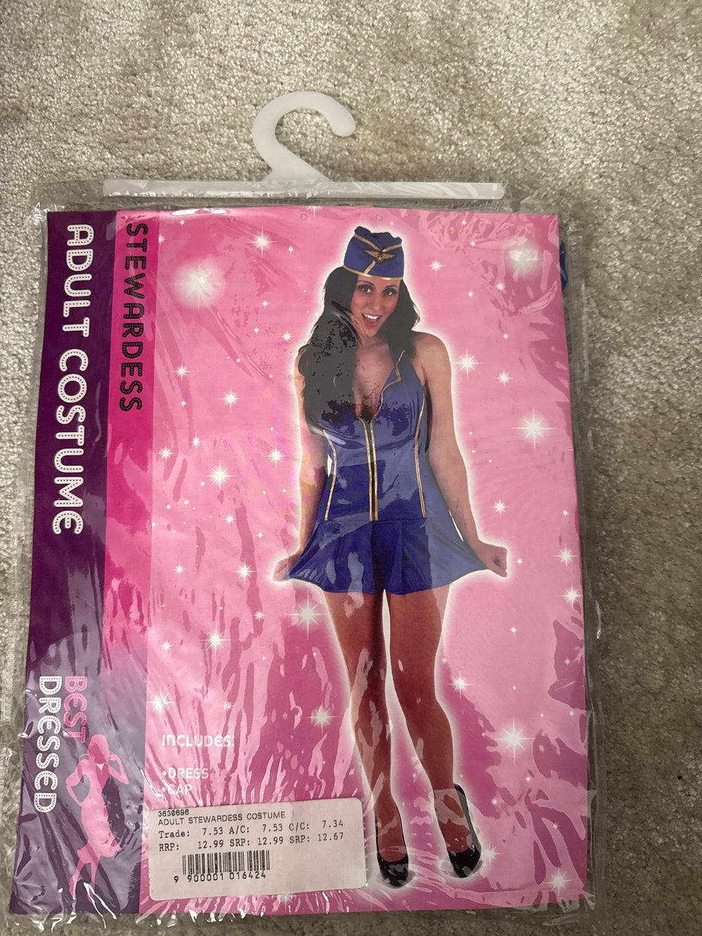 Adult Stewardess Costume Blue and Gold Dress