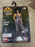 Disco Diva Silver Jumpsuit Costume - Medium