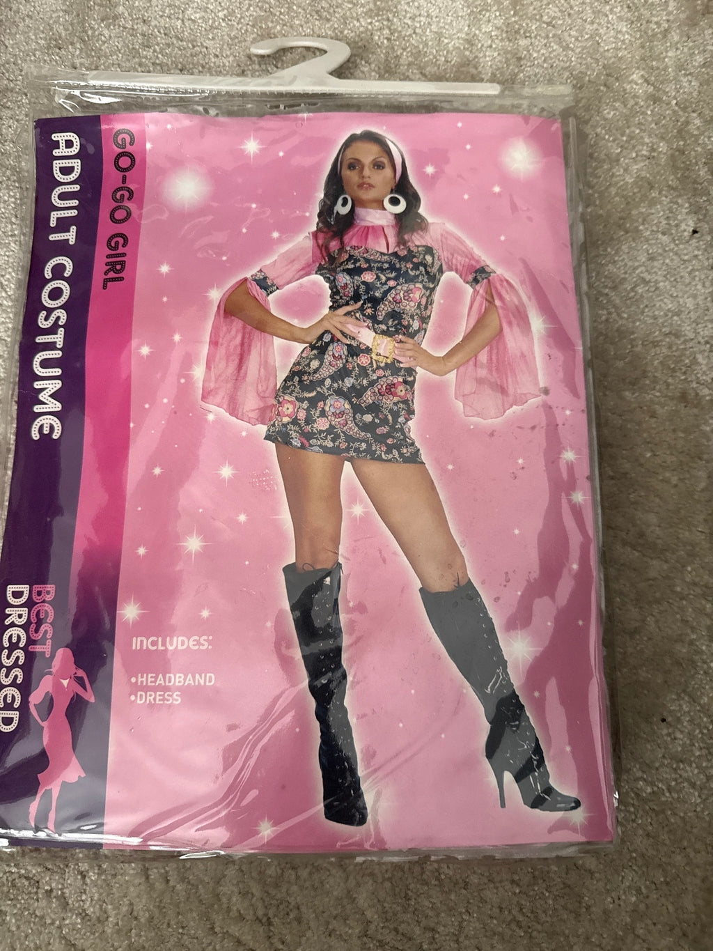 Go-Go Girl Adult Costume with Headband and Dress