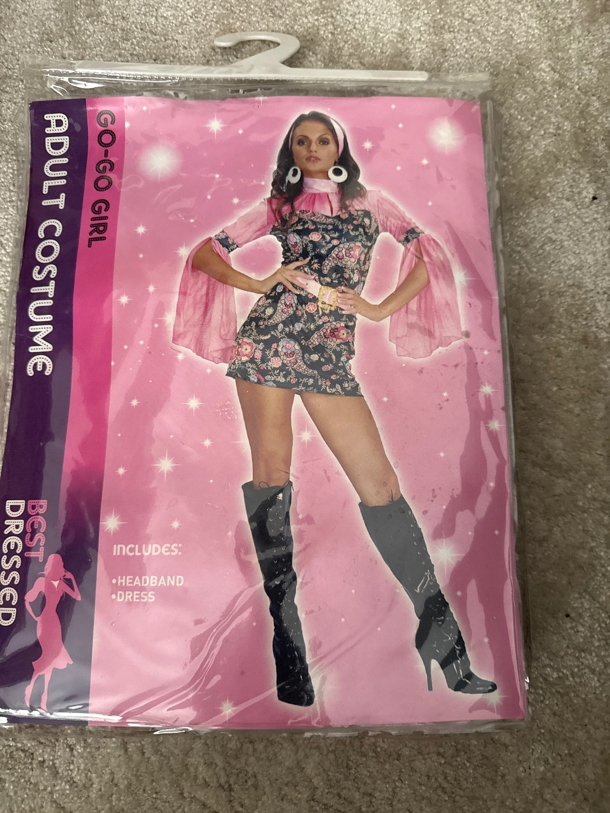 Go-Go Girl Adult Costume with Headband and Dress
