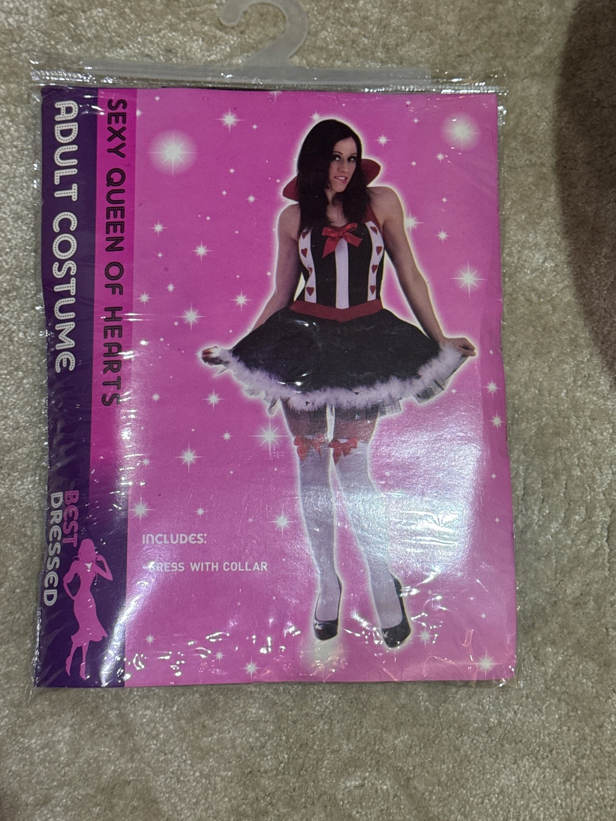 Sexy Queen of Hearts Adult Costume Dress with Collar