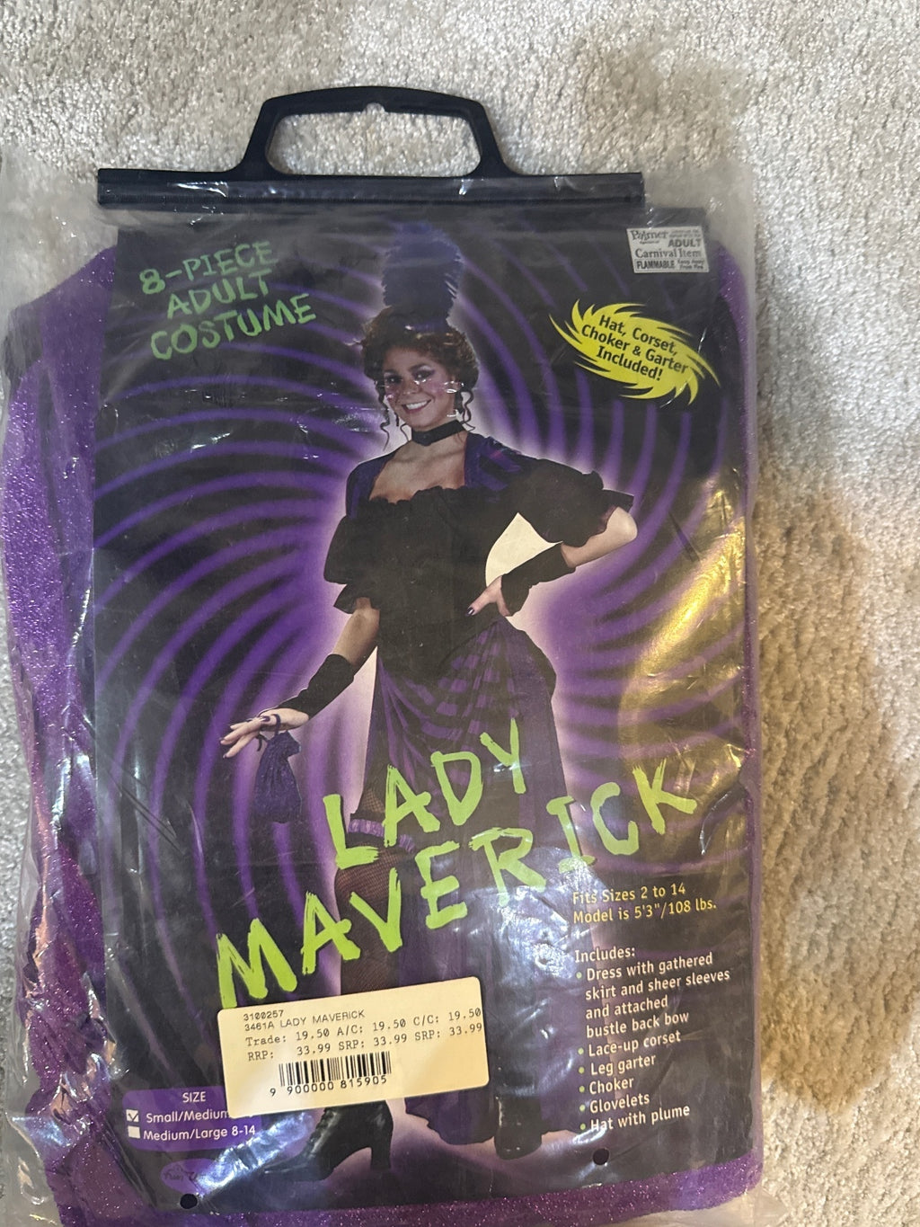Lady Maverick Adult Costume Small/Medium 8-Piece Set Purple Black