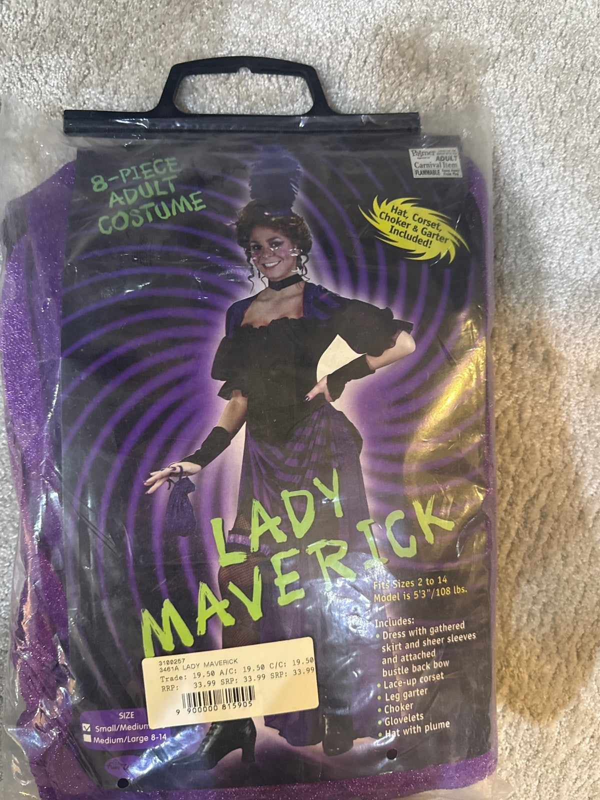 Lady Maverick Adult Costume Small/Medium 8-Piece Set Purple Black