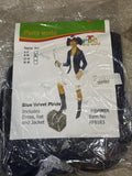 Blue Velvet Pirate Costume Dress with Hat and Jacket - Size 8-10
