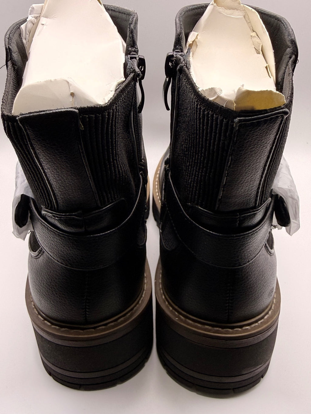 Black Ankle Boots with Chunky Sole and Side Zip