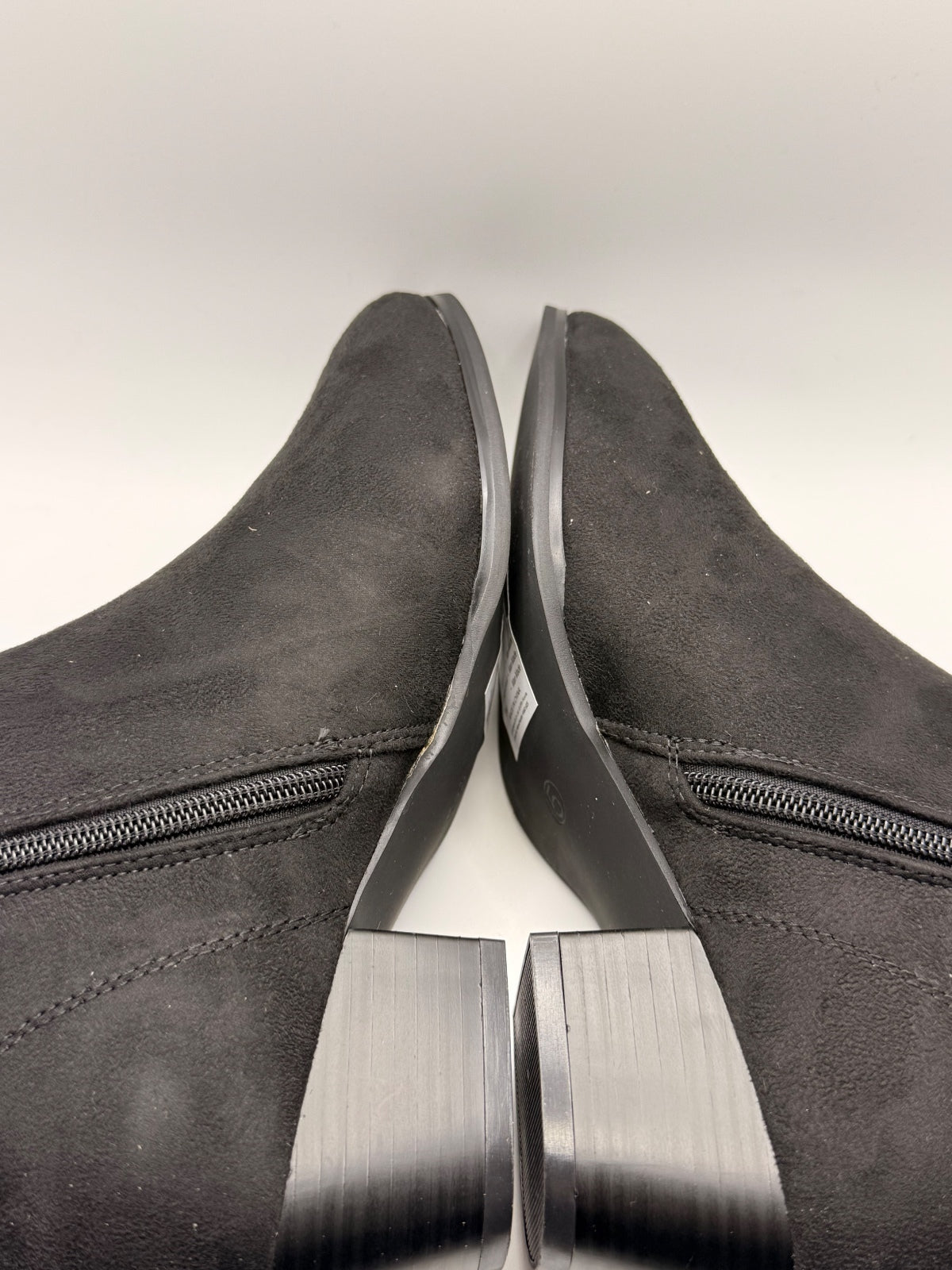 Black Suede Effect Ankle Boots with Low Heel