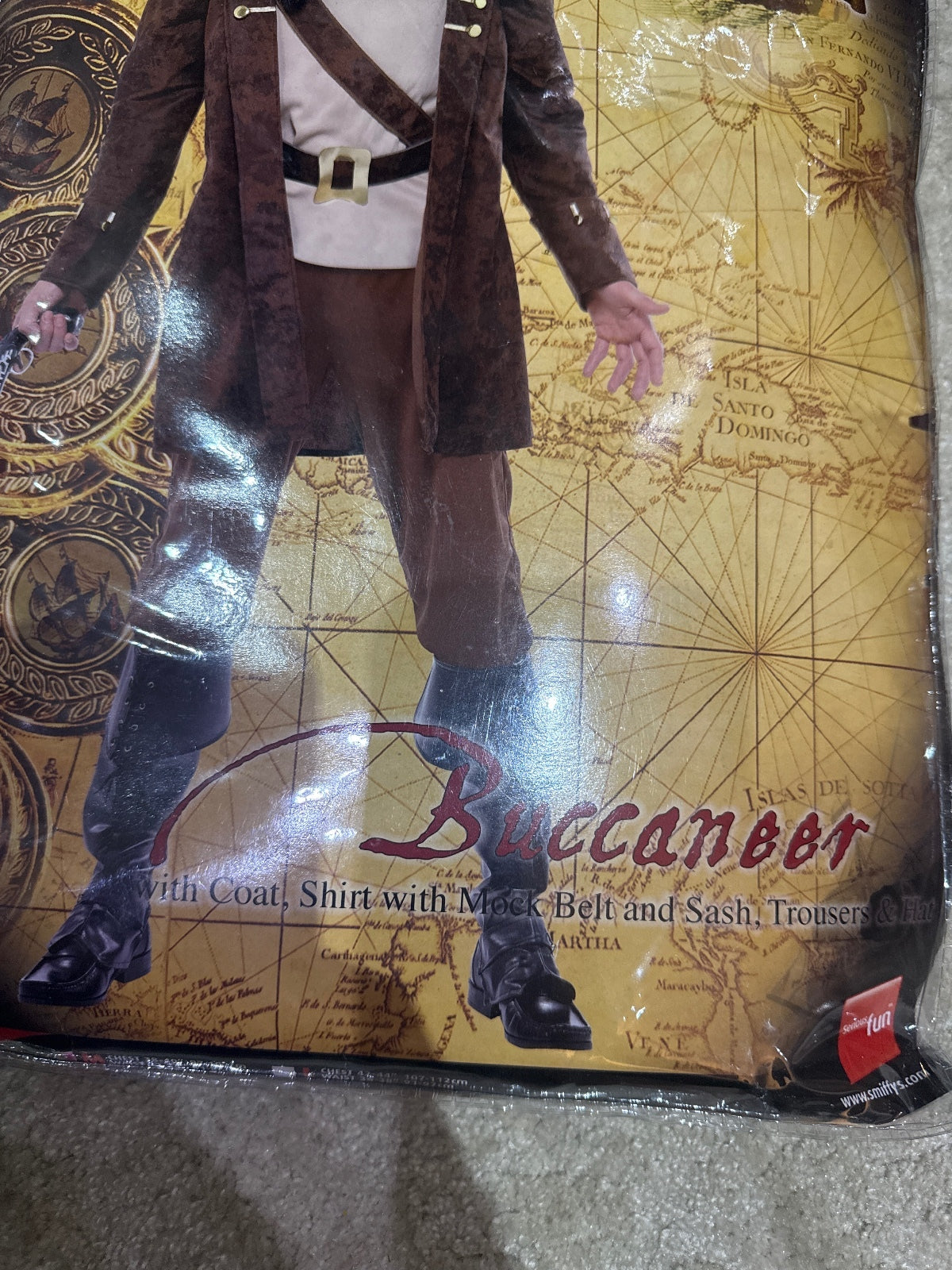 Buccaneer Pirate Costume with Coat, Shirt, Belt, Sash, Trousers and Boots