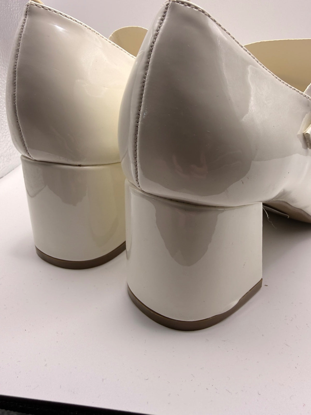 Elegant White Patent Style Mary Jane Block Heel Shoes UK 6 EU 37