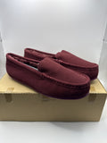 Ladies Burgundy Suede Effect Moccasin Slippers with Plush Lining Size 6