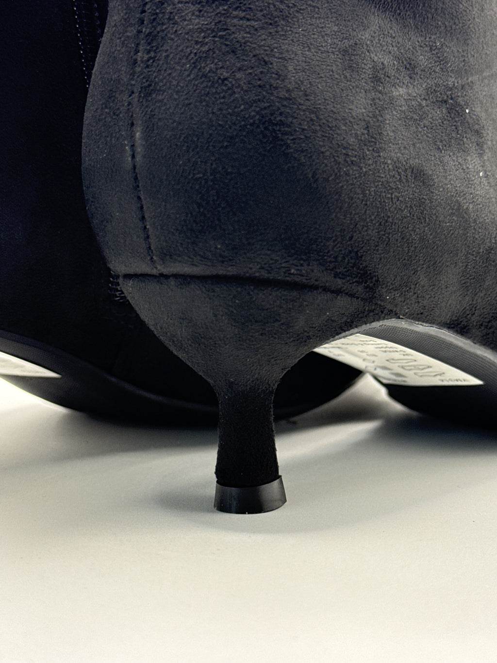 Black Pointed Toe Kitten Heel Ankle Boots Suede Effect